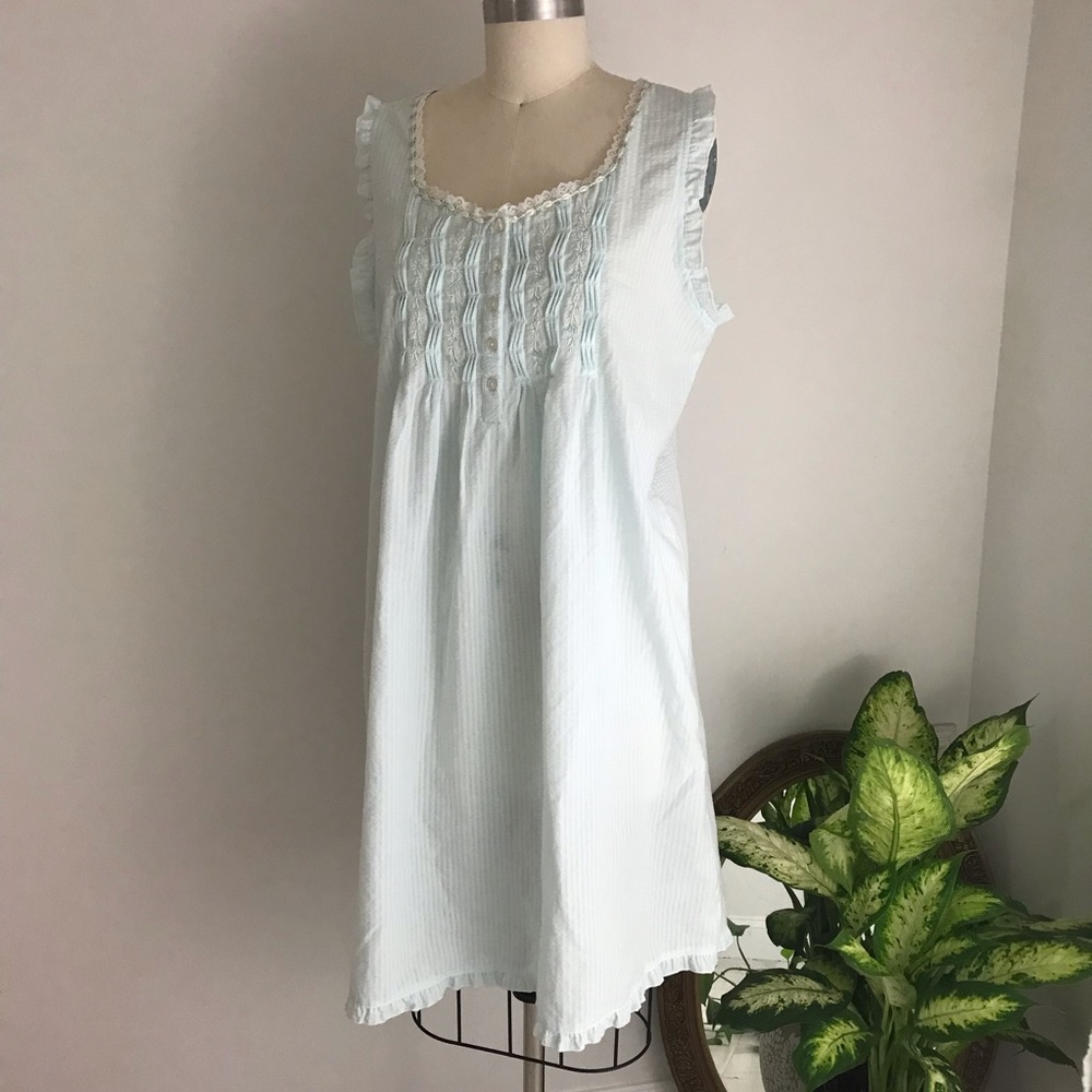 Floral Embroidered Short Chemise with Smocked Bodice